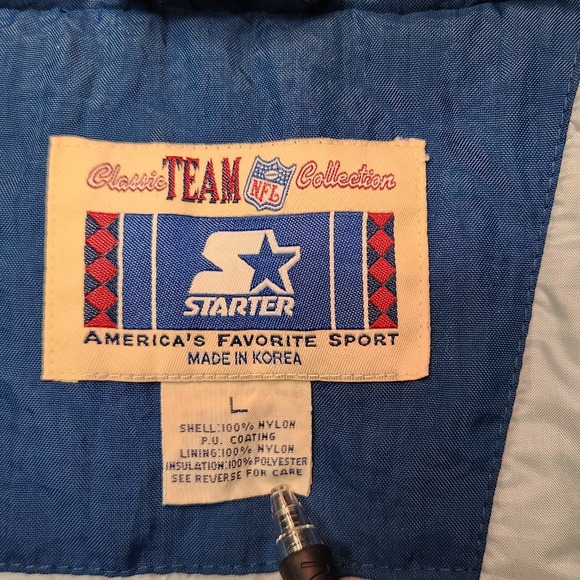Vintage 90s Starter Dallas Cowboys NFL Full Zip Jacket L/XL Made In Korea - Picture 4 of 16